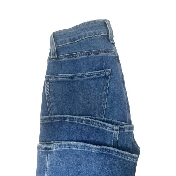 New Paige Hourglass High Rise Boot Flare Jeans 25 In Bellflower Wash Distressed - Picture 7 of 16